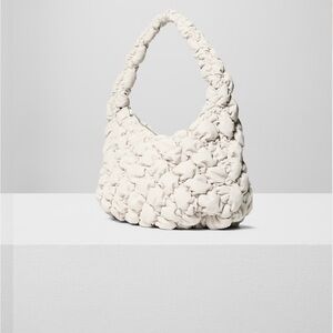 Aritzia Babaton Quilted Curator Bigger Bag in Matte Pearl/White